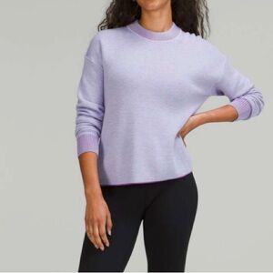 Lululemon Size 8 Reversible Double Knit Crew Neck Sweater Lavender Magenta Wool